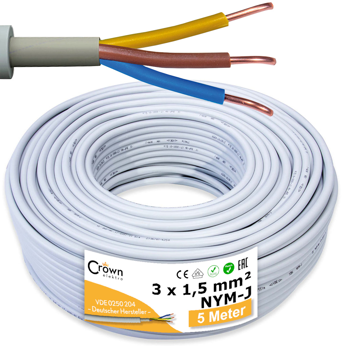 M & G Techno elektrische stroomkabel koper eendradig vervaardigd in Duitsland NYY-J 3x1,5 mm²-25m zwart M & G Techno elektrische stroomkabel koper eendradig vervaardigd in Duitsland NYY-J 3x1,5 mm²-25m zwart