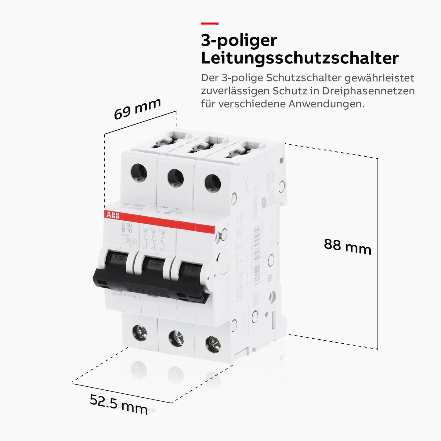 ABB S203-B16 Leitungsschutzschalter 16A 6kA 3-polig