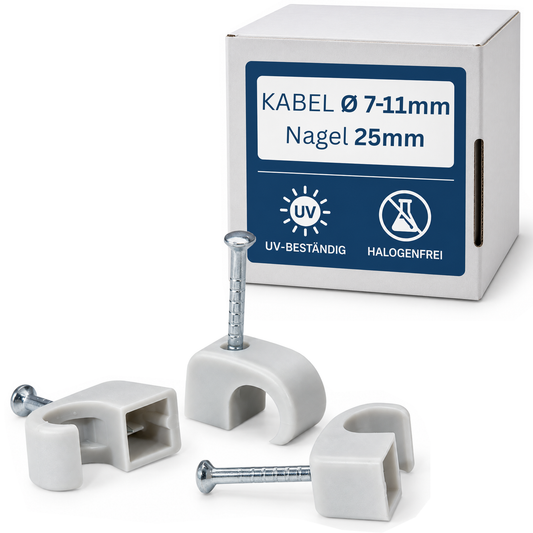 Nagelschellen für Kabel Ø 7-11mm Nagellänge 25mm