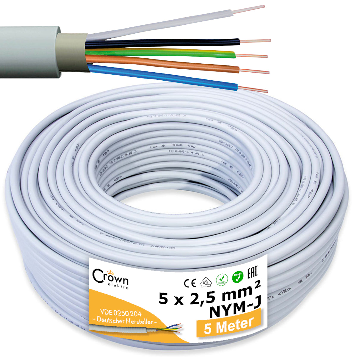 NYM-J Kabel 5x2,5mm² | 5-100m