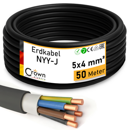 NYY-J 5x4mm² Erdkabel für Außenbereich | 2-50m