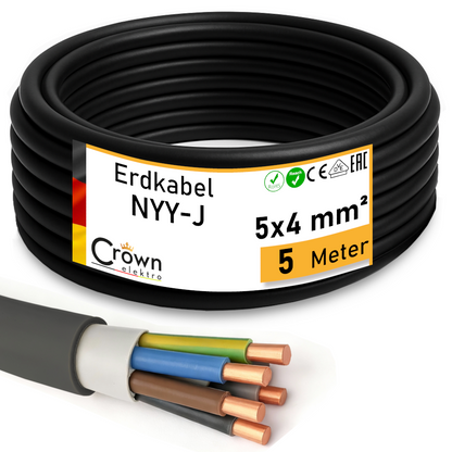 NYY-J 5x4mm² Erdkabel für Außenbereich | 2-50m