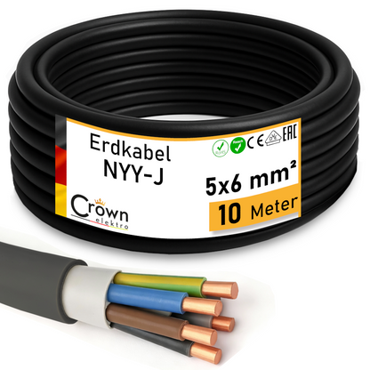NYY-J 5x6mm² Erdkabel für Außenbereich | 1-50m