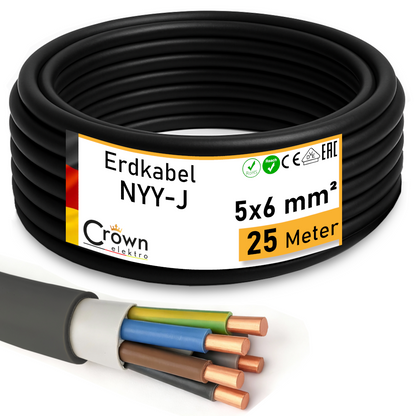 NYY-J 5x6mm² Erdkabel für Außenbereich | 1-50m