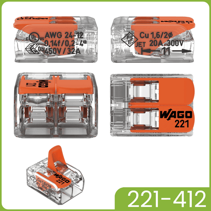 WAGO 221-412 | 2-Polig | max. 4mm² Hebelklemmen