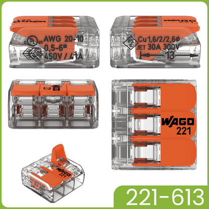 WAGO 221-613 | 3-polig | max. 6mm² Hebelklemmen