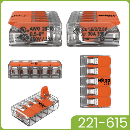 WAGO 221-615 | 5-polig | max. 6mm² Hebelklemmen