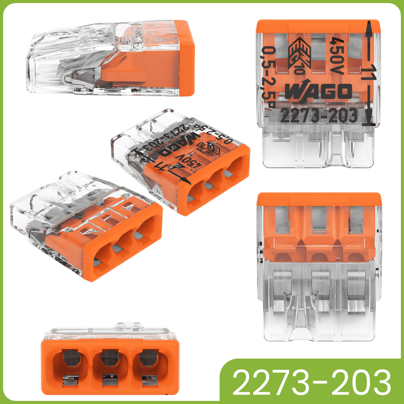 WAGO 2273-203 | 3-polig | max. 2,5mm² Verbindungsklemmen