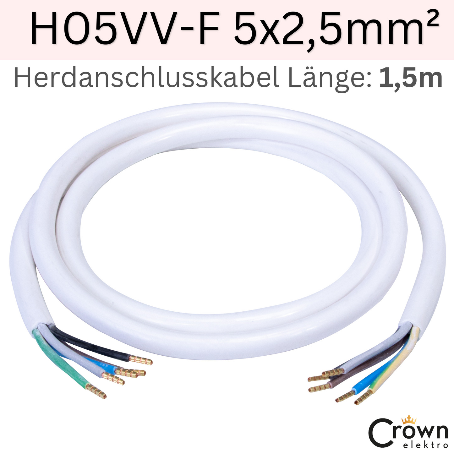 Herdanschlusskabel H05VV-F 5x2,5mm² | 5G2,5 400V | 1,5m - 5m