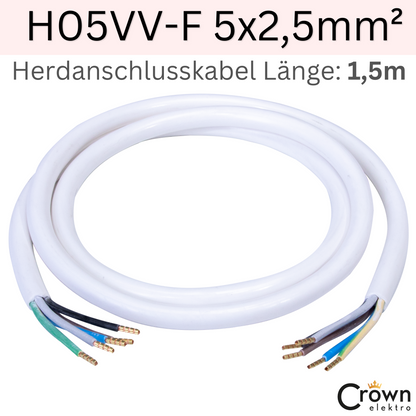 Herdanschlusskabel H05VV-F 5x2,5mm² | 5G2,5 400V | 1,5m - 5m
