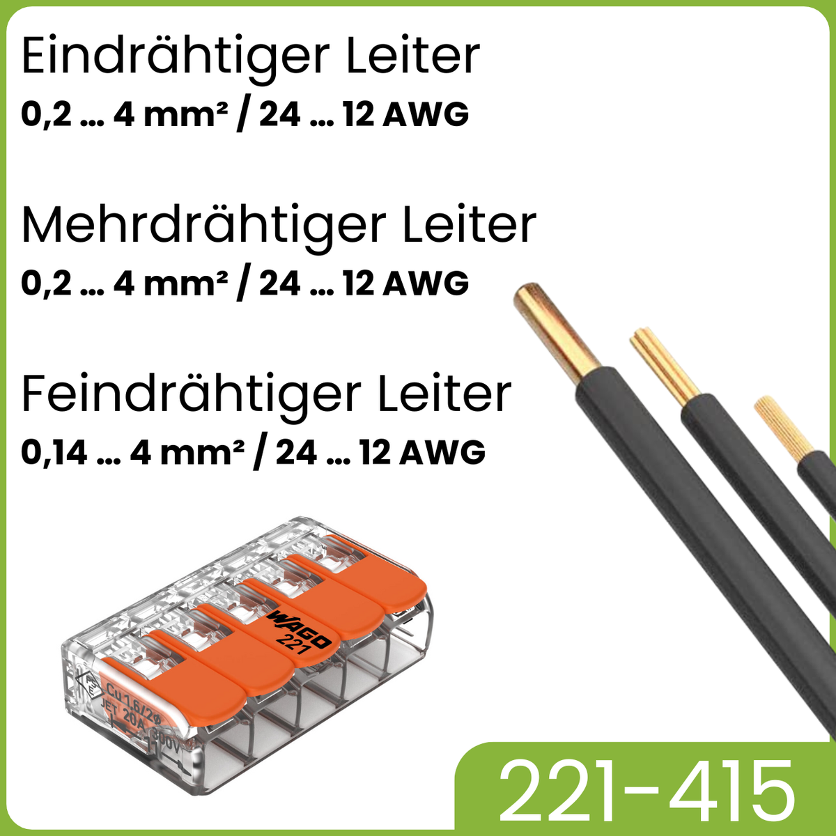 WAGO 221-415 Hebelklemmen 5-polig 25 Stück OVP