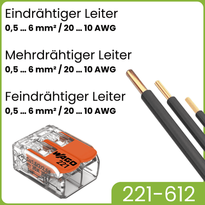 WAGO 221-612 | 2-polig | max. 6mm² Hebelklemmen