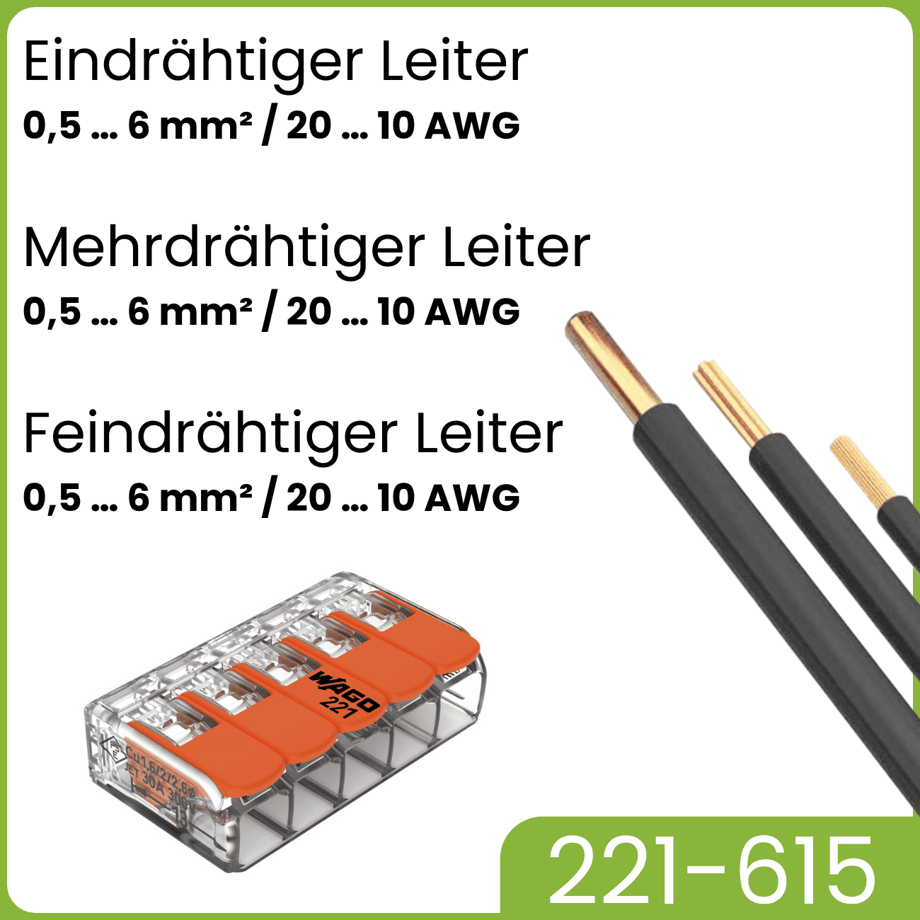 WAGO 221-615 | 5-polig | max. 6mm² Hebelklemmen