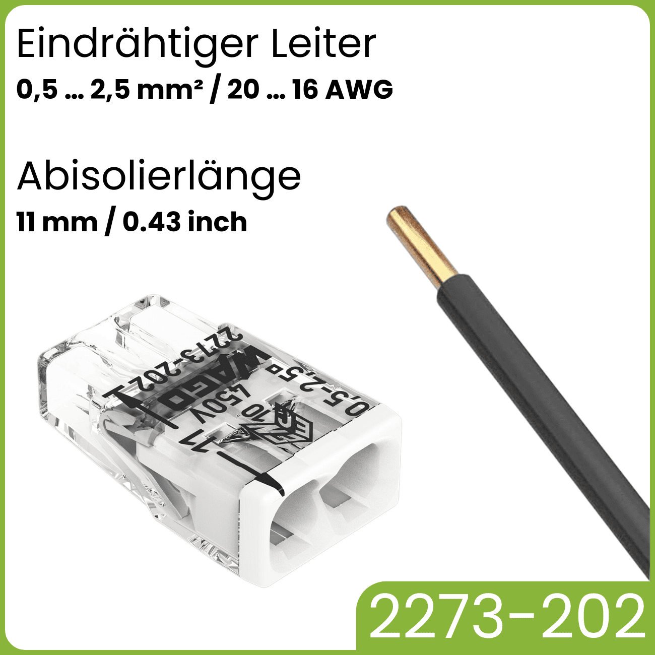 WAGO 2273-202 | 2-polig | max. 2,5mm² Verbindungsklemmen