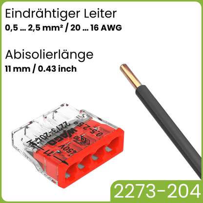 WAGO 2273-204 | 4-polig | max. 2,5mm² Verbindungsklemmen
