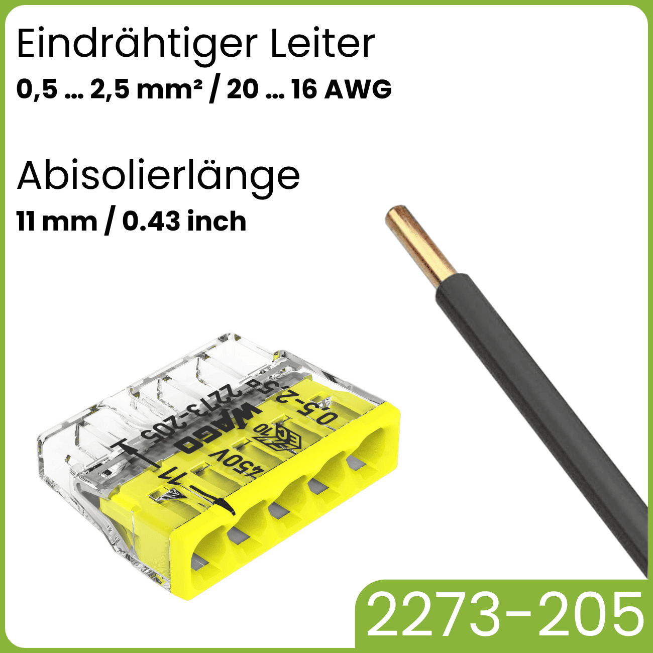 WAGO 2273-205 | 5-polig | max. 2,5mm² Verbindungsklemmen