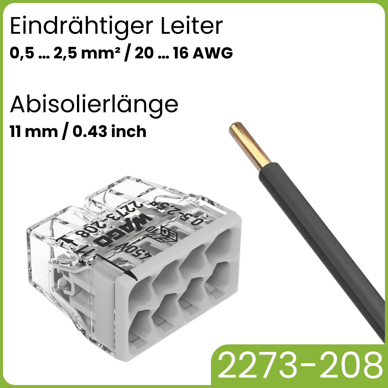 WAGO 2273-208 | 8-polig | max. 2,5mm² Verbindungsklemmen