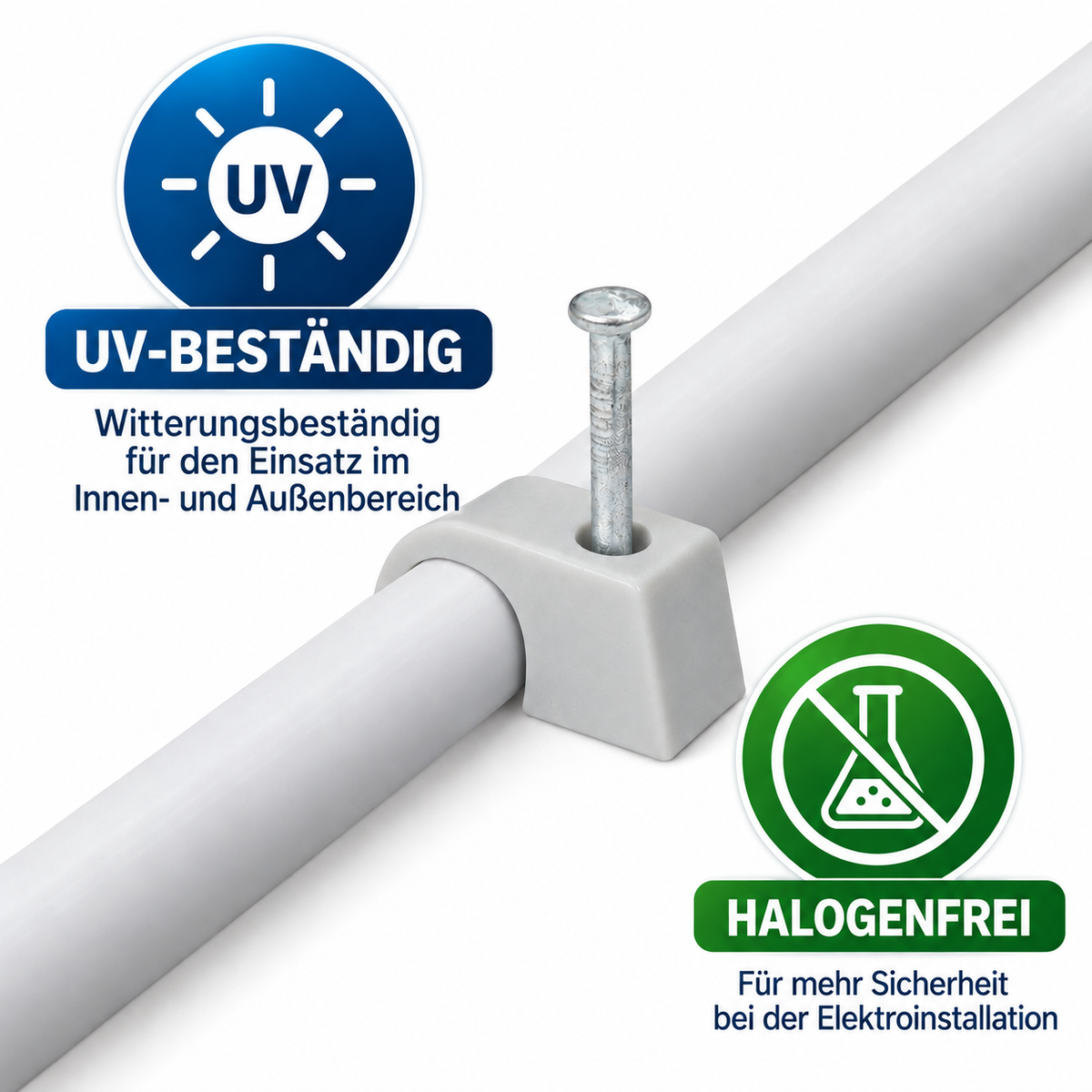 Nagelschellen für Kabel Ø 4-7mm Nagellänge 20mm