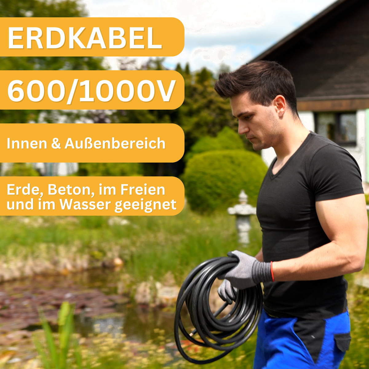 NYY-J 5x4mm² Erdkabel für Außenbereich | 2-50m