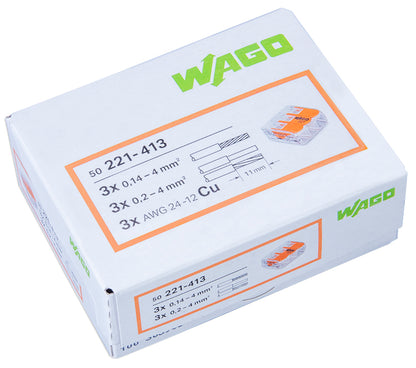 WAGO 221-413 | 3-Polig | max. 4mm² Hebelklemmen