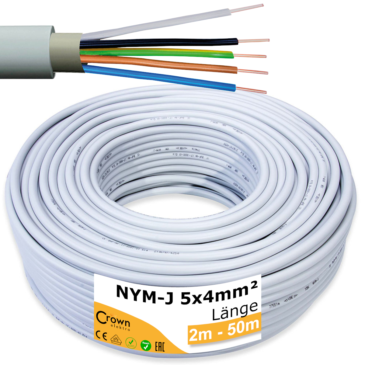 NYM-J Kabel 5x4mm² | 2-50m