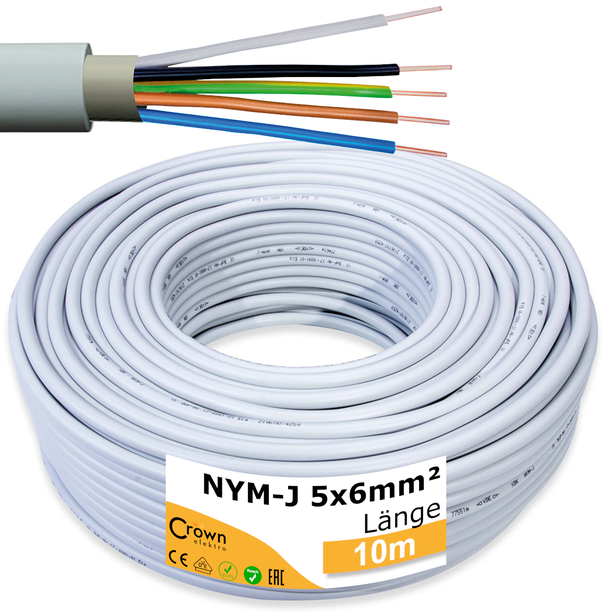 NYM-J Kabel 5x6mm² | 1-50m