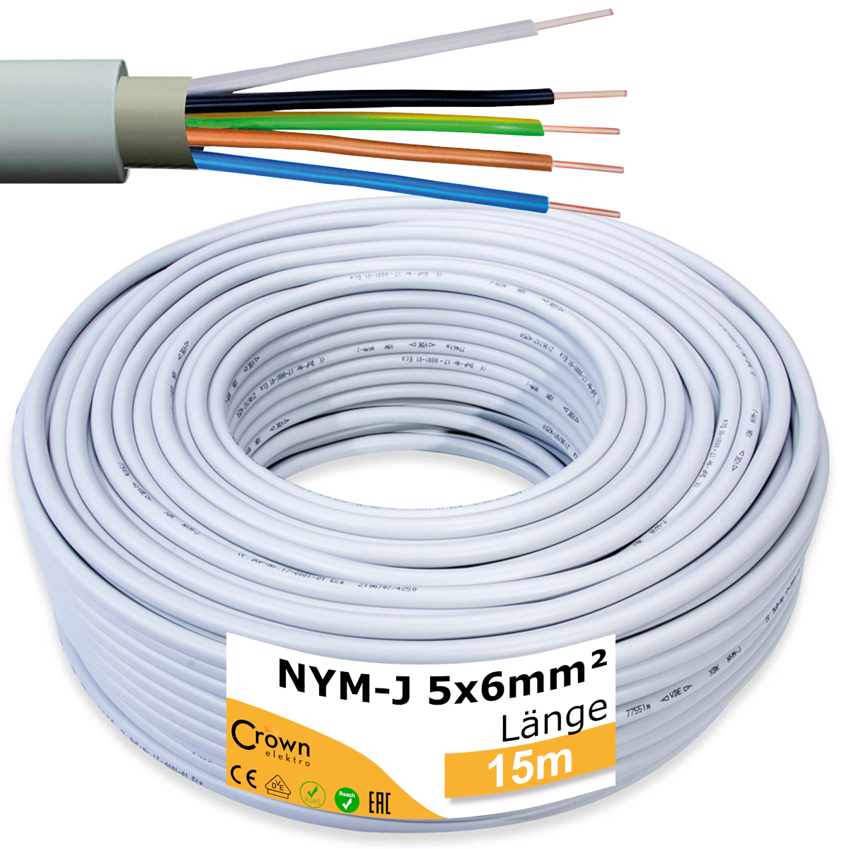 NYM-J Kabel 5x6mm² | 1-50m