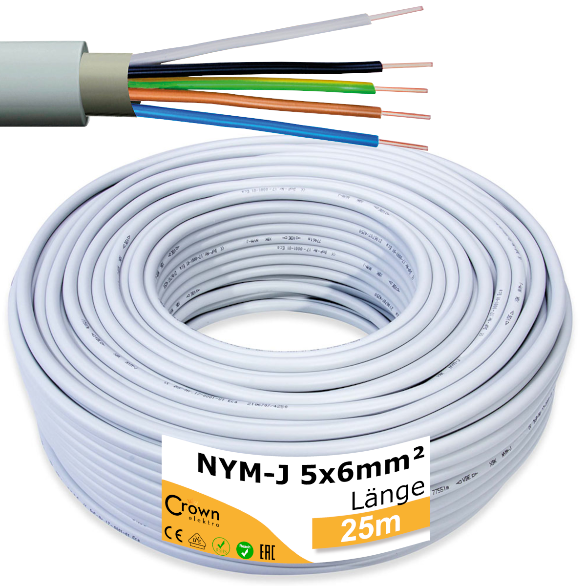 NYM-J Kabel 5x6mm² | 1-50m