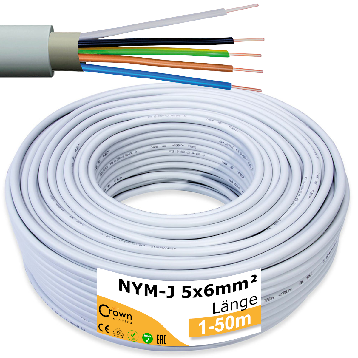 NYM-J Kabel 5x6mm² | 1-50m